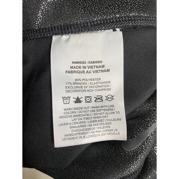 Nike Pants Womens Sz Small Black Silver Shimmer Athleisure Running Gym Leggings - Picture 6 of 10
